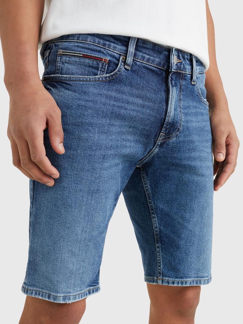 Férfi Tommy Hilfiger Medium wash mid rise slim fit Farmer Nadrág Kék | HU 1155WNB